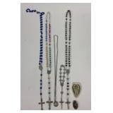 Faceted Bead Rosary, Sacred Heart Necklace, cross