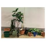 Tall Faux Botanicals, Planters, Watering Can & Uti