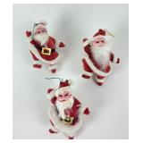 3 MCM 1950's-60's Flocked Santa Ornaments ï¿½ Japan