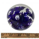 St Clair 1977 Blue Glass Art Paperweight