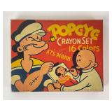 Vintage Popeye Crayon Set Metal Art Case