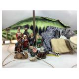 Made In Japan Nativity Figures, Hull Bowl, Curtain