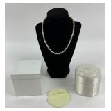 10k Stamped Genuine Pearl Necklace and earring set
