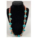 .925 Stamped Sterling Silver Turquoise and Coral