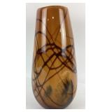 Art Glass Hand Blown Amber Large Glass Vase 13'H