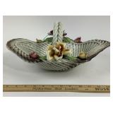 Capodimonte Italy Ceramic Basket With Flowers