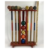 Wood Croquet Set With Mallets And Balls