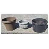 Clay Pot & 2 Plastic Planters