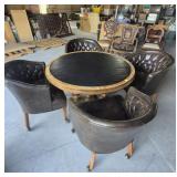 Solid Wood Round Dining Table With Black