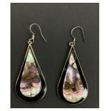 Silver Toned Abalone Earrings Vintage