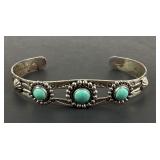Native American Silver Cuff Bracelet Turquoise