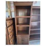 Wood Bookshelf With 3 Shelves & 2 Doors Below