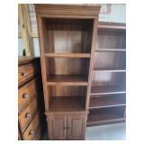 Wood Bookshelf With 3 Shelves & 2 Doors Below