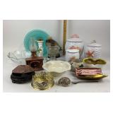 Parker 51 Pens, Pfaltzgraff Dish, Shell Jars