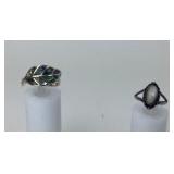 Sterling Silver Rings with MOP, Abalone Inlay