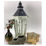 Pottery barn vase, hanging lantern candle holder,