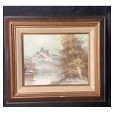 Landscape Oil Painting With Mountain Scene