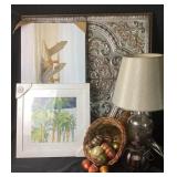 Decorative Artwork, Lamp, Metal Panels, Cornucopia