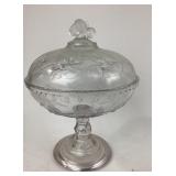 UV reactive footed covered compote dish with