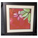 Floral Artwork With Red, Pink, Green Accents