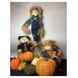 Fall-Themed Scarecrows, Pumpkins, Decorations