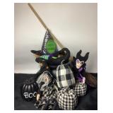 Halloween Decor With Witch Dolls, Pumpkins, Malefi