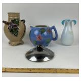 Ceramic Pitcher, Glass Vase, Metal Lid