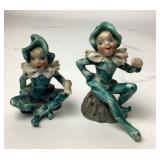 Porcelain Harlequin pixies With Gold Accents
