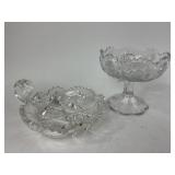 Manganese Pressed Glass Footed Compote dish, UV