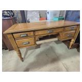 Solid Wood Desk With 5 Drawers & Rope Carving
