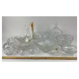 Pressed Glass and Crystal Bowls, Vases, Candy Dish