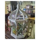 Wood Floral Birdcage Decoration Flat Back For