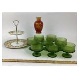 Avon Fragranced Vase, Floral Plastic Tiered Tray,