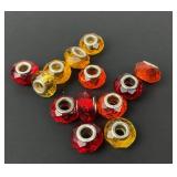 Red, Orange, Amber Charm Bead Collection 13 piece