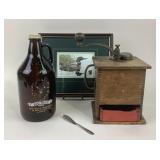 Big Buck Beer Growler, Wooden Coffee Grinder, Loon