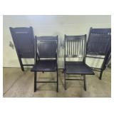 Wood Folding Chairs (2) With Slat Back Design &