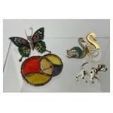 Vintage Brooch Pin Collection: Dalmatian, Swans,