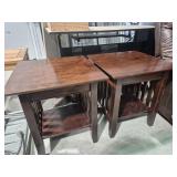 Wood Mission Style Side Tables (2) With Power