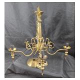 Brass Five-Arm Chandelier With Wiring