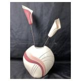 Christopher Signed Ceramic Vase With Floral Accent