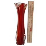 Viking Art Glass Ruby Red Swung Vase