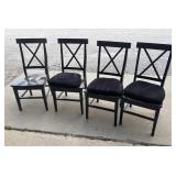 4 wood dining chairs, pads
