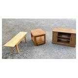 Wood side table, tv stand, bench