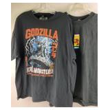 XL Marvel Deadpool & 2XL Godzilla T-shirts