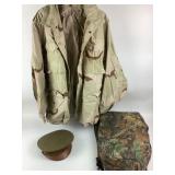 Military Desert Camouflage Jacket, Cap, Realtree P