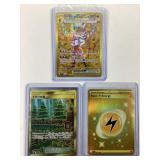 3 Pokï¿½mon gold full art cards