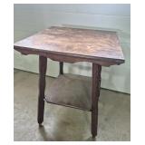 Wood 2 Tier Parlor Table On Casters 24 in. X 23