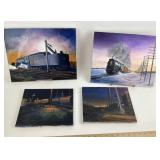 Railroad-Themed Painted Canvases by D. Biglands