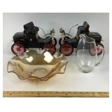 Beam Decanter Cars, Carnival Glass Bowl, Pitcher