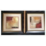 Framed Abstract Art Prints in Gold Black Frames